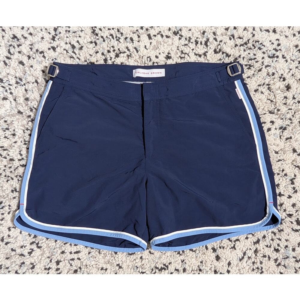 Orlebar Brown Navy Tailored Swim Shorts Size 32 Contrast Piping Old Money Resort